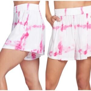 Calia‎ Shorts Womens XS High Rise Watercolor Tie Dye Pink White Coverup Shorts